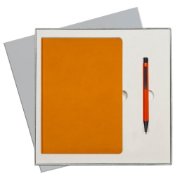 Подарочный набор Sky, оранжевый (ежедневник, ручка) беж. ложемент